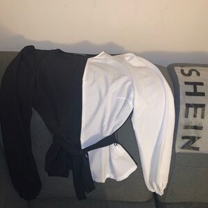 SHEIN Black and White Long Sleeve Top
